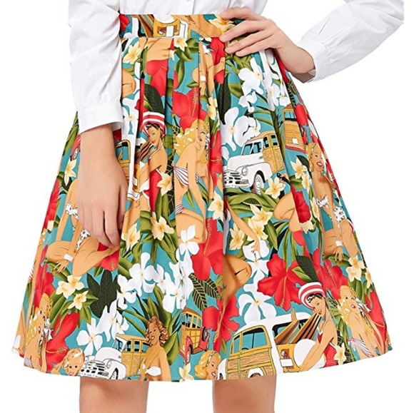 Grace Karin Dresses & Skirts - Vintage Pin Up Beach Circle Swing Skirt